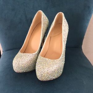 Boutique bejeweled Baby platform pumps